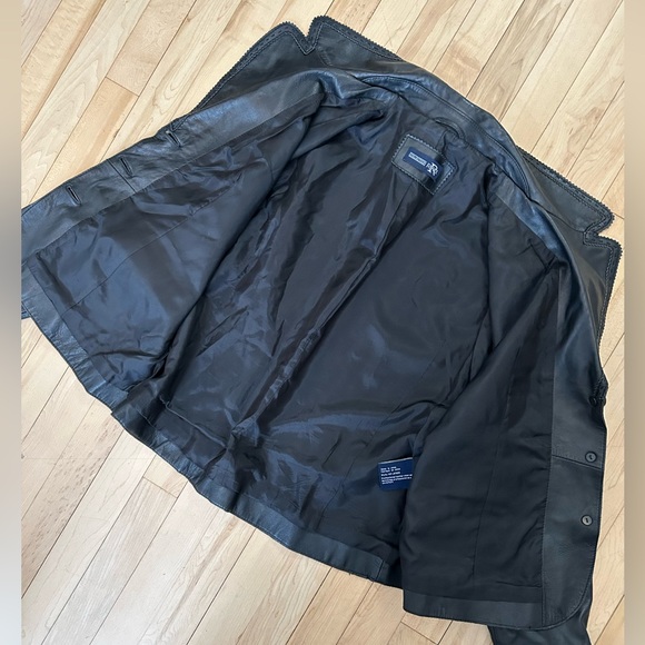 Classic Black Leather Blazer Jacket - Picture 6 of 7